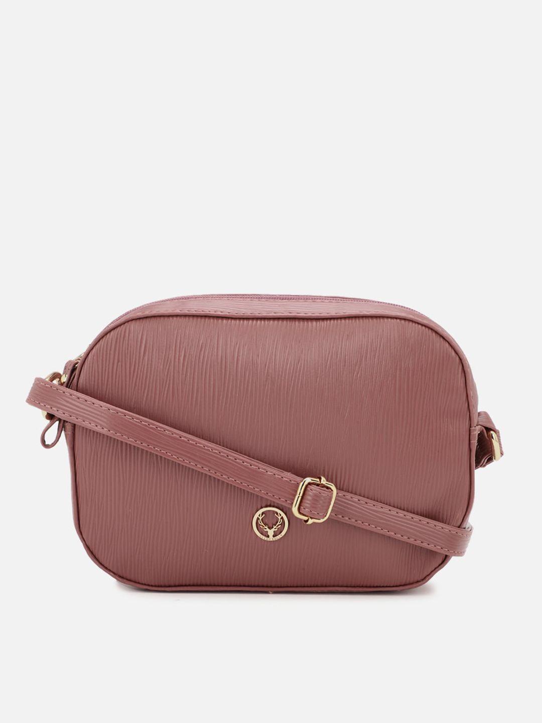 allen solly pink textured pu structured sling bag