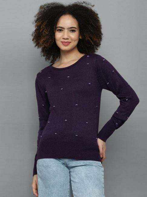 allen solly purple cotton embroidered sweater