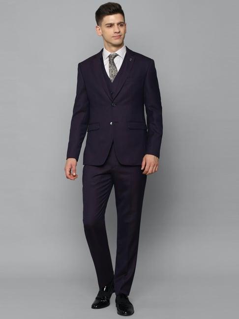 allen solly purple slim fit three piece suits