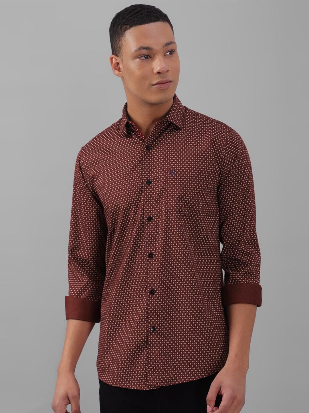 allen solly slim fit micro ditsy printed pure cotton casual shirt