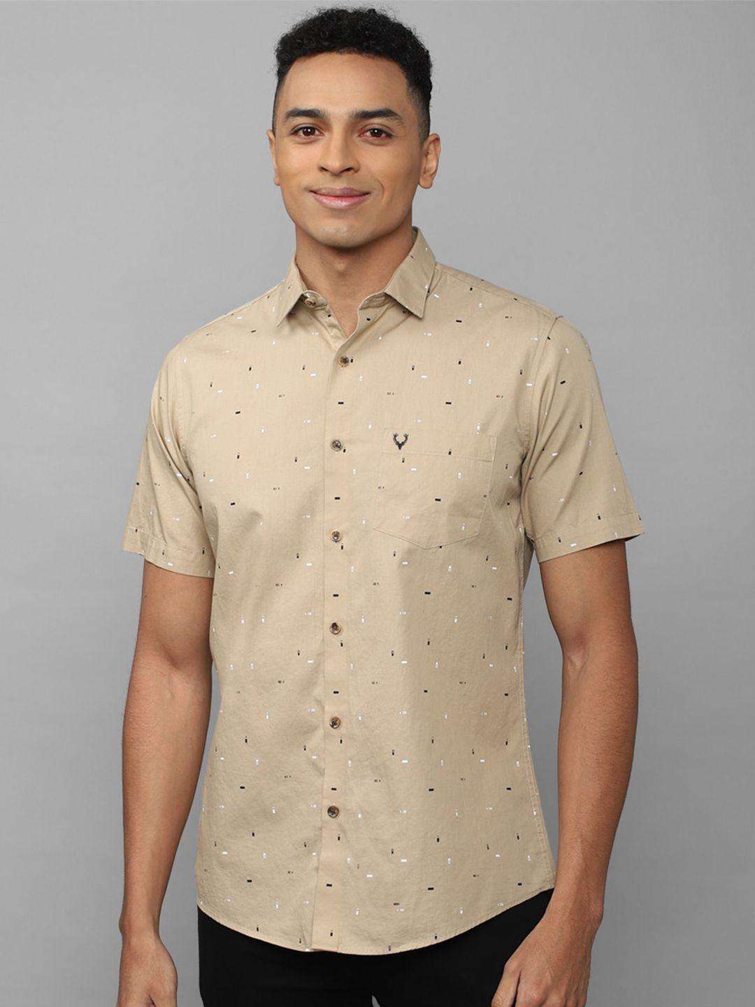allen solly slim fit micro printed casual cotton shirt
