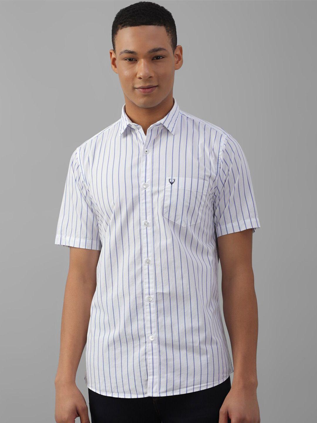 allen solly slim fit vertical striped pure cotton casual shirt