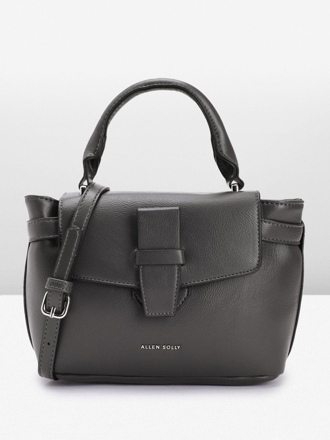 allen solly solid pu structured satchel with buckle detail