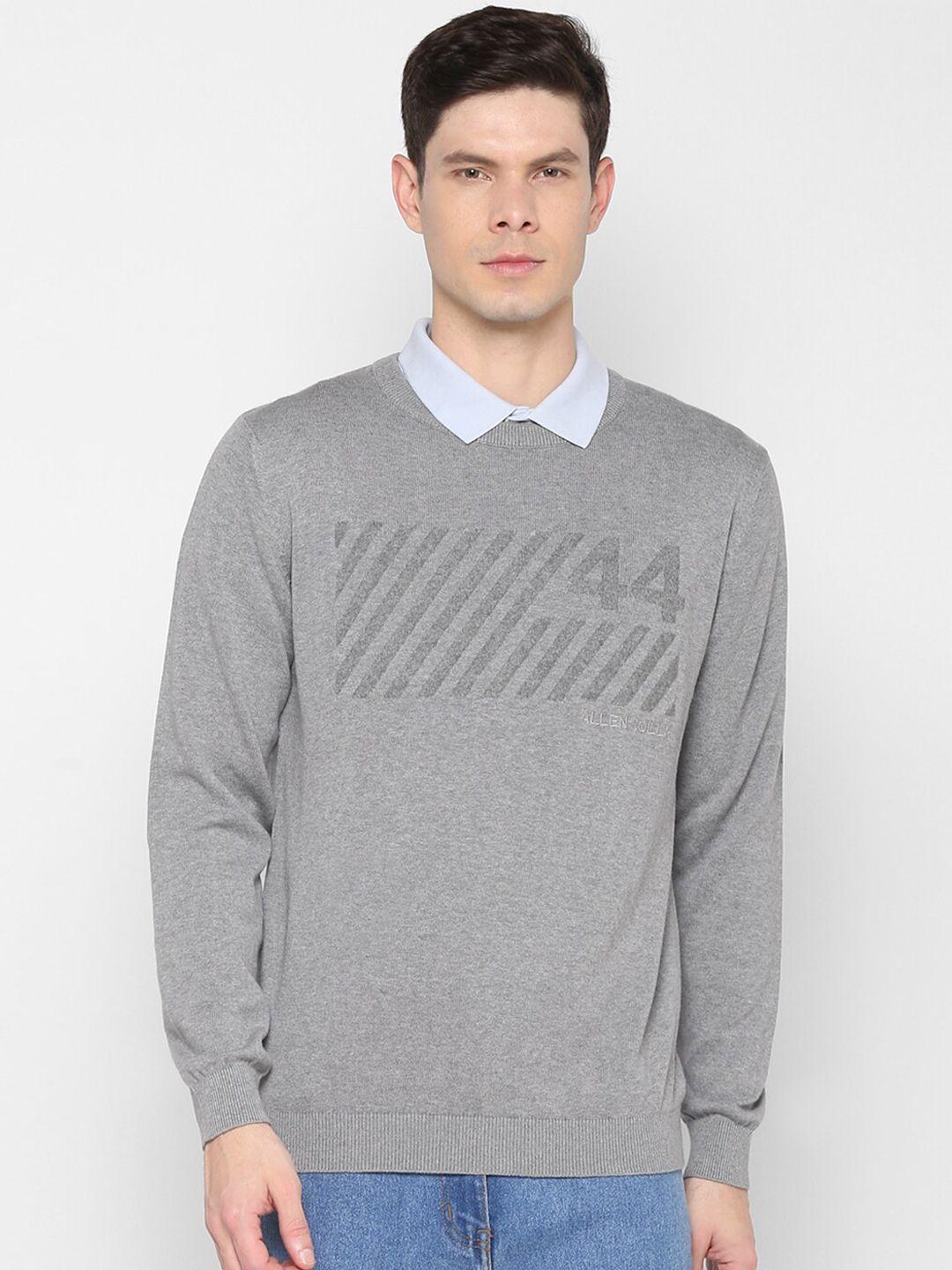 allen solly sport men grey pure cotton printed pullover sweater