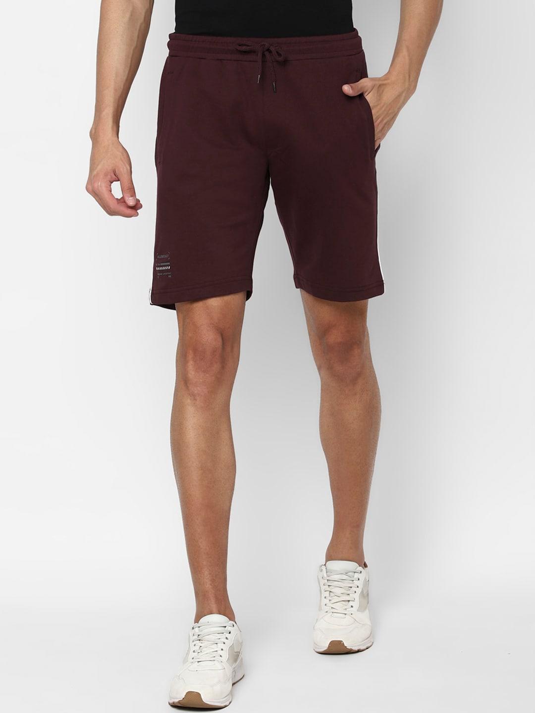 allen solly sport men maroon slim fit sports shorts