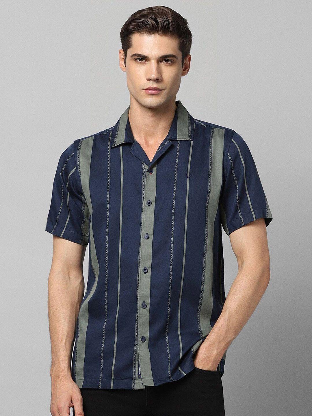 allen solly striped regular fit opaque cotton casual shirt
