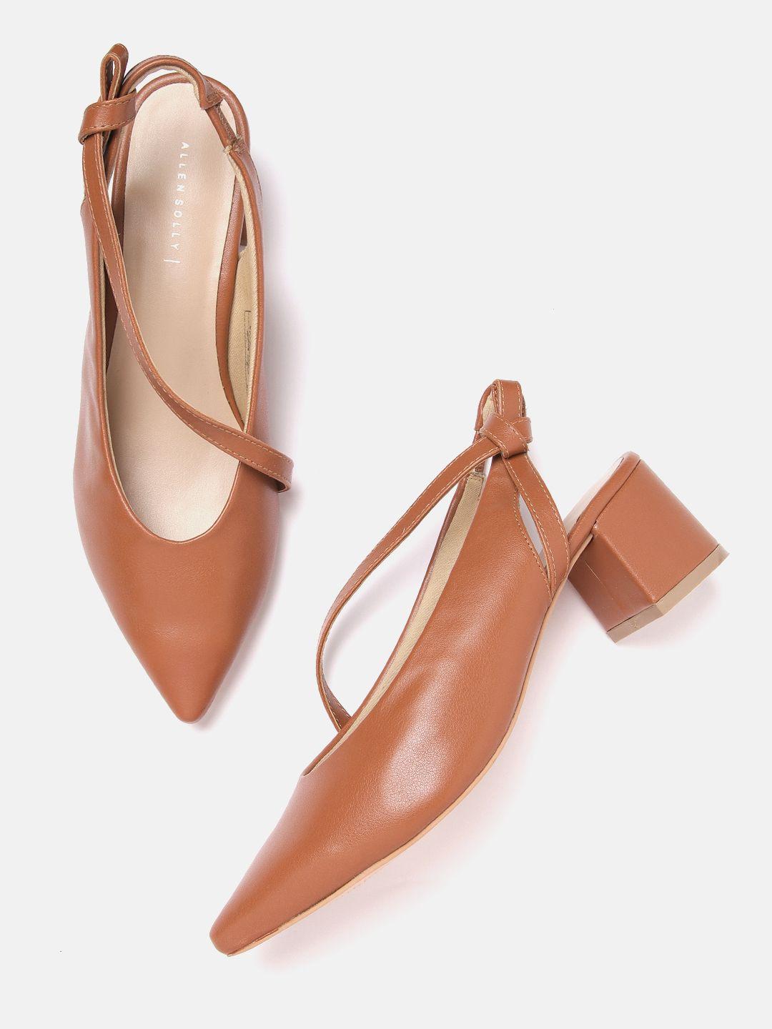 allen solly tan brown solid mules