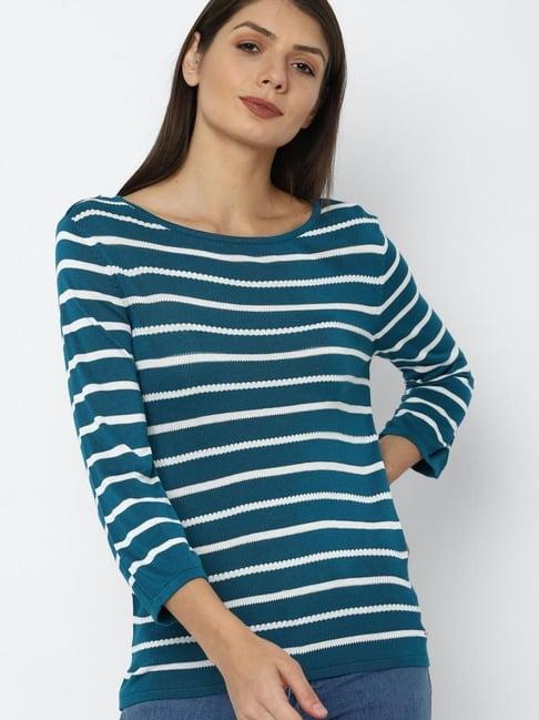 allen solly teal striped top