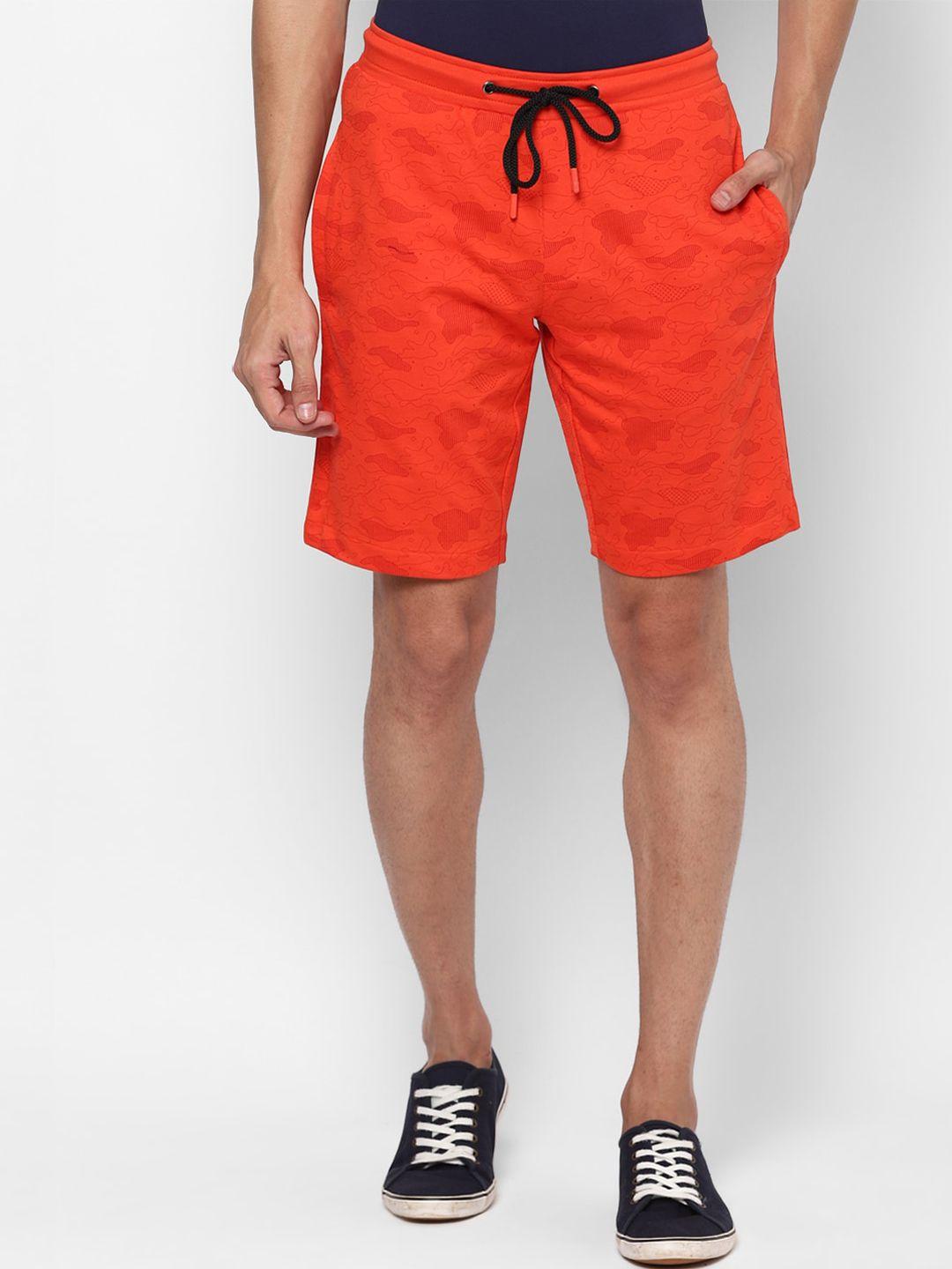 allen solly tribe men orange printed slim fit regular shorts