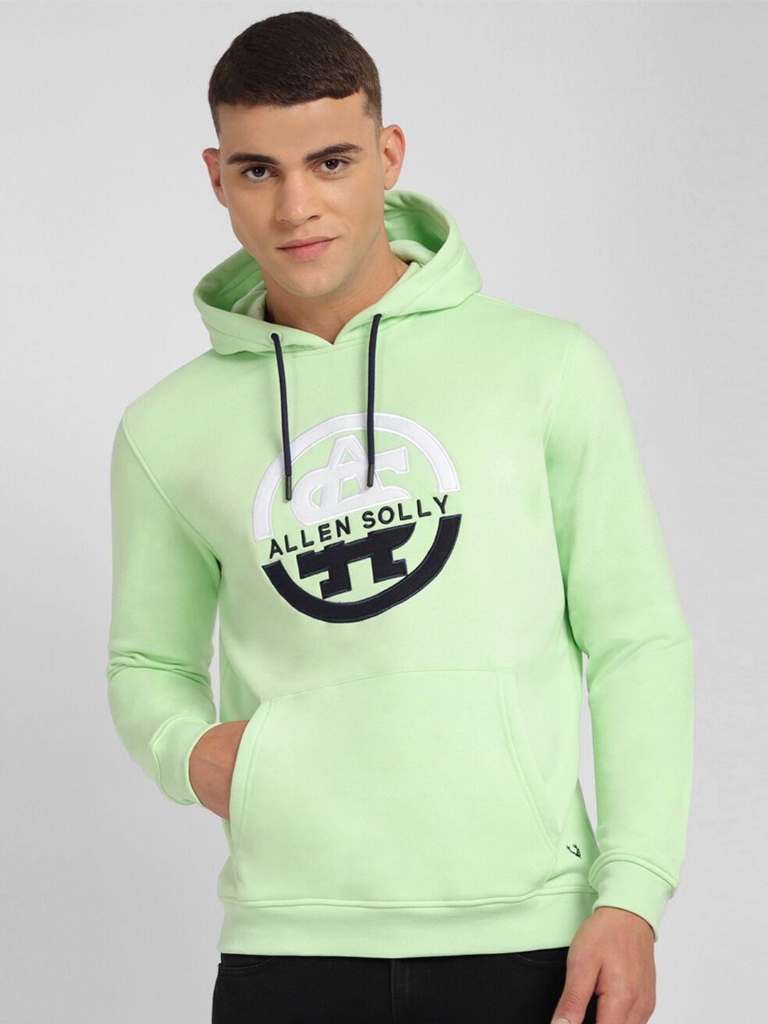 allen solly typography embroidered hooded cotton pullover sweatshirt