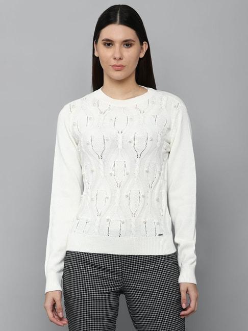 allen solly white cotton embellished sweater