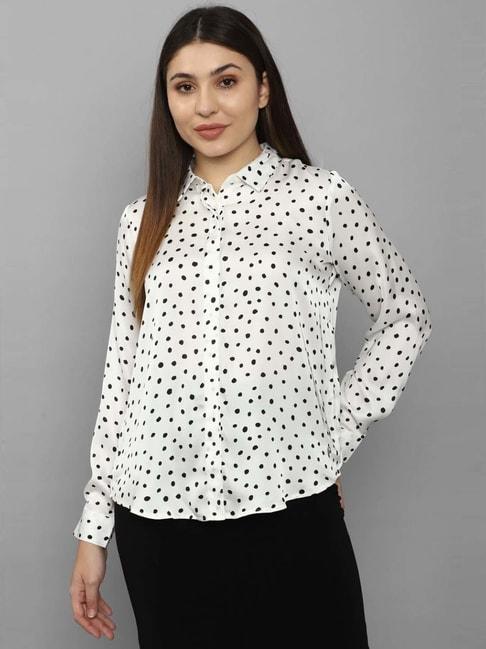 allen solly white polka dots shirt