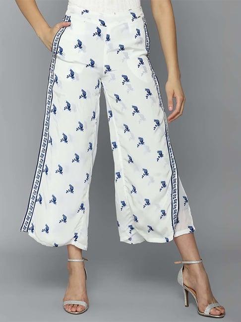 allen solly white printed palazzos
