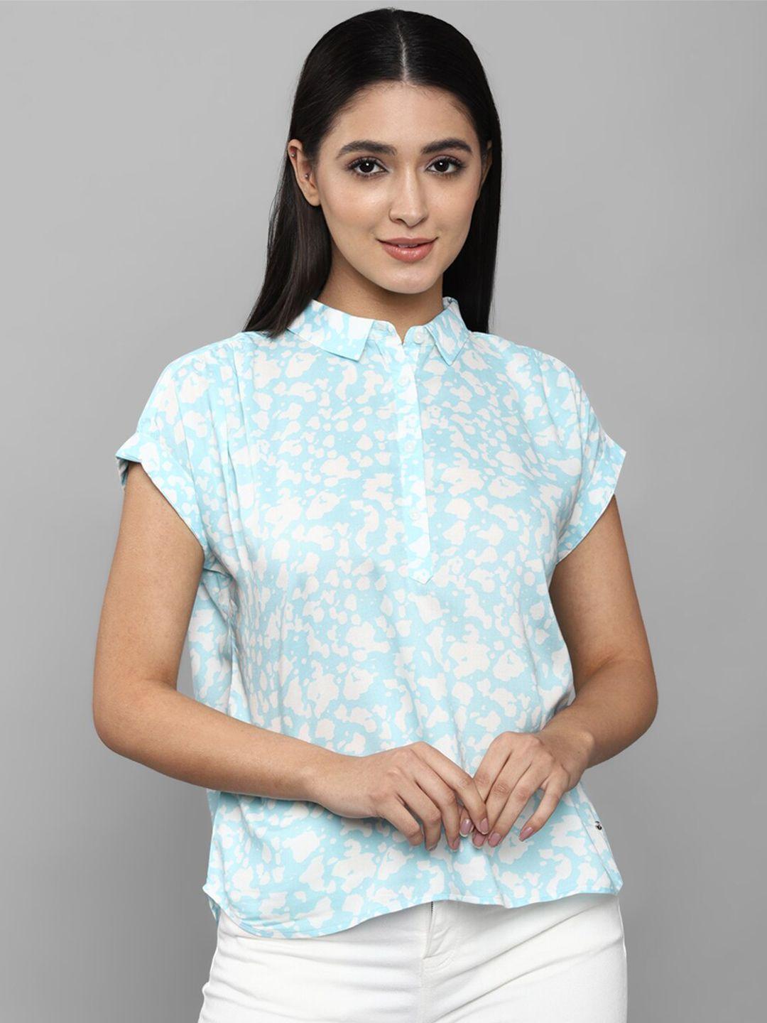 allen solly woman blue floral printed casual shirt