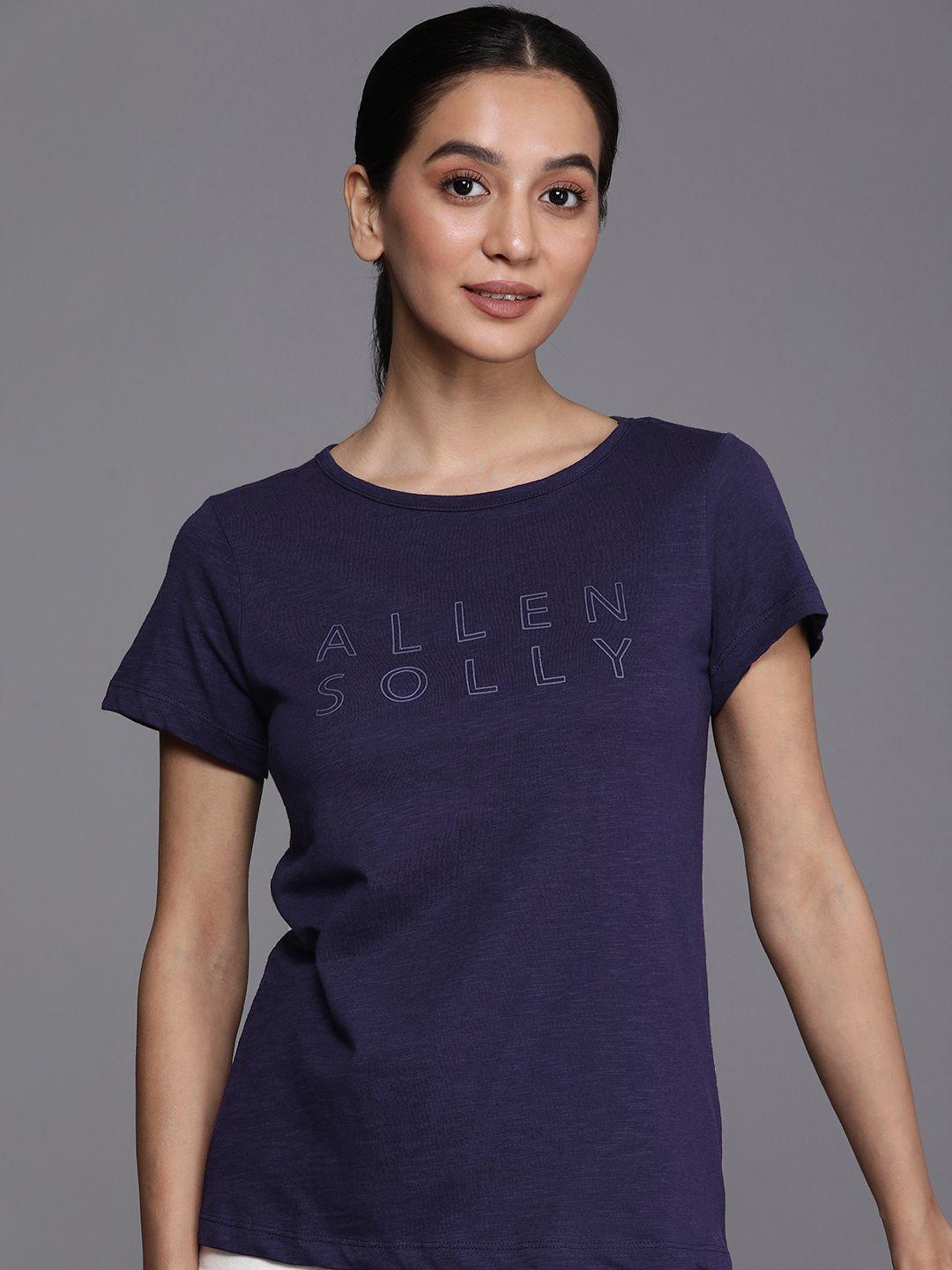 allen solly woman brand logo pure cotton applique t-shirt