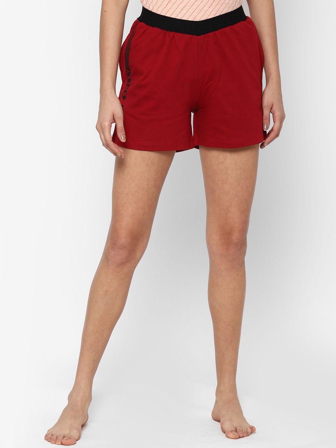 allen solly woman maroon regular shorts