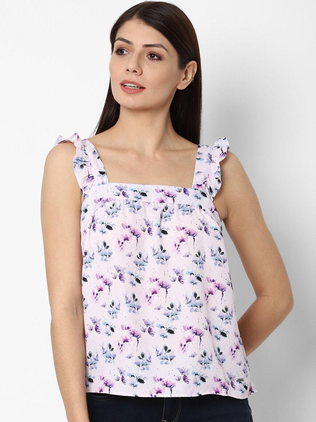 allen solly woman pink floral print top