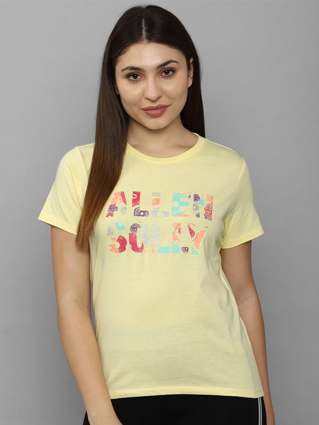 allen solly woman typography printed pure cotton t-shirt