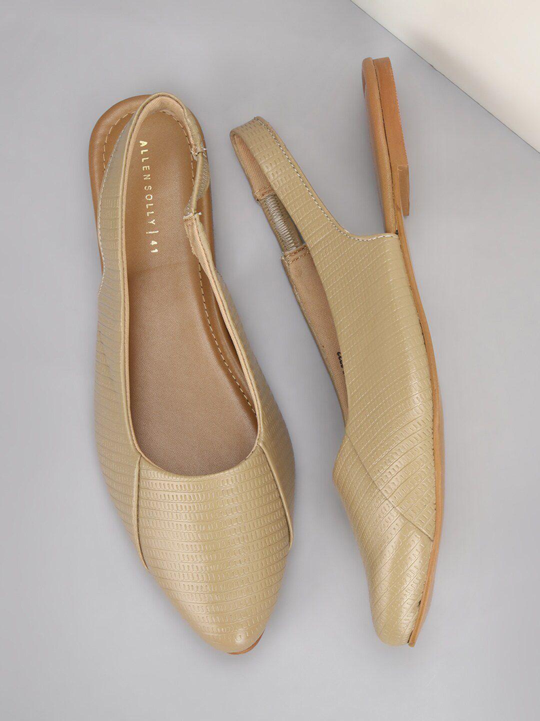 allen solly woman women khaki textured pu comfort sandals