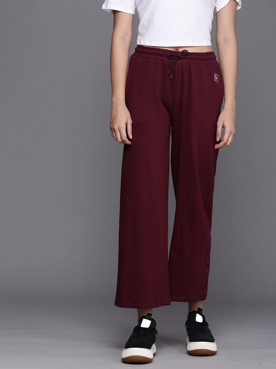 allen solly woman women maroon flared high-rise culottes trousers