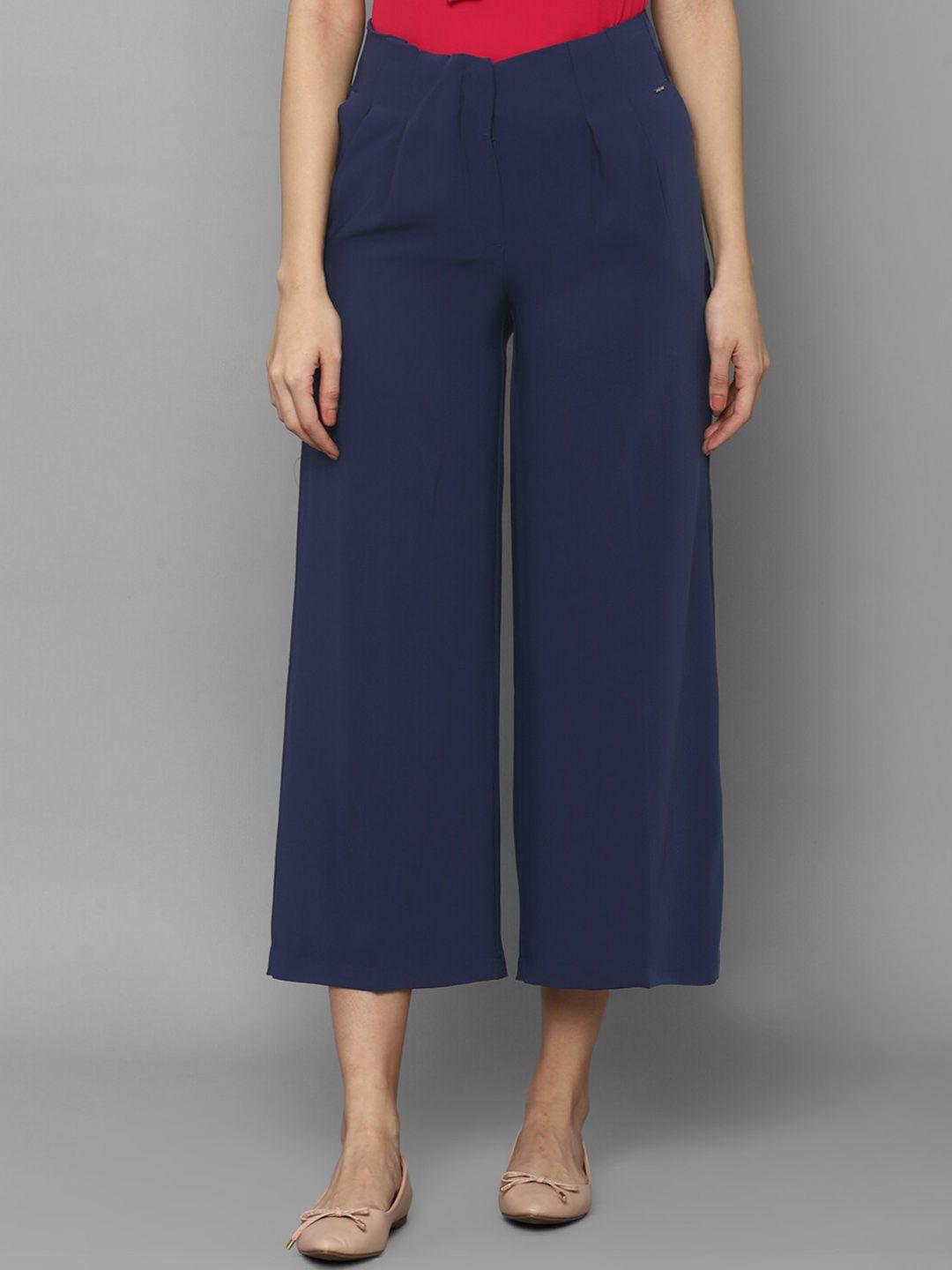 allen solly woman women navy blue pleated culottes trousers