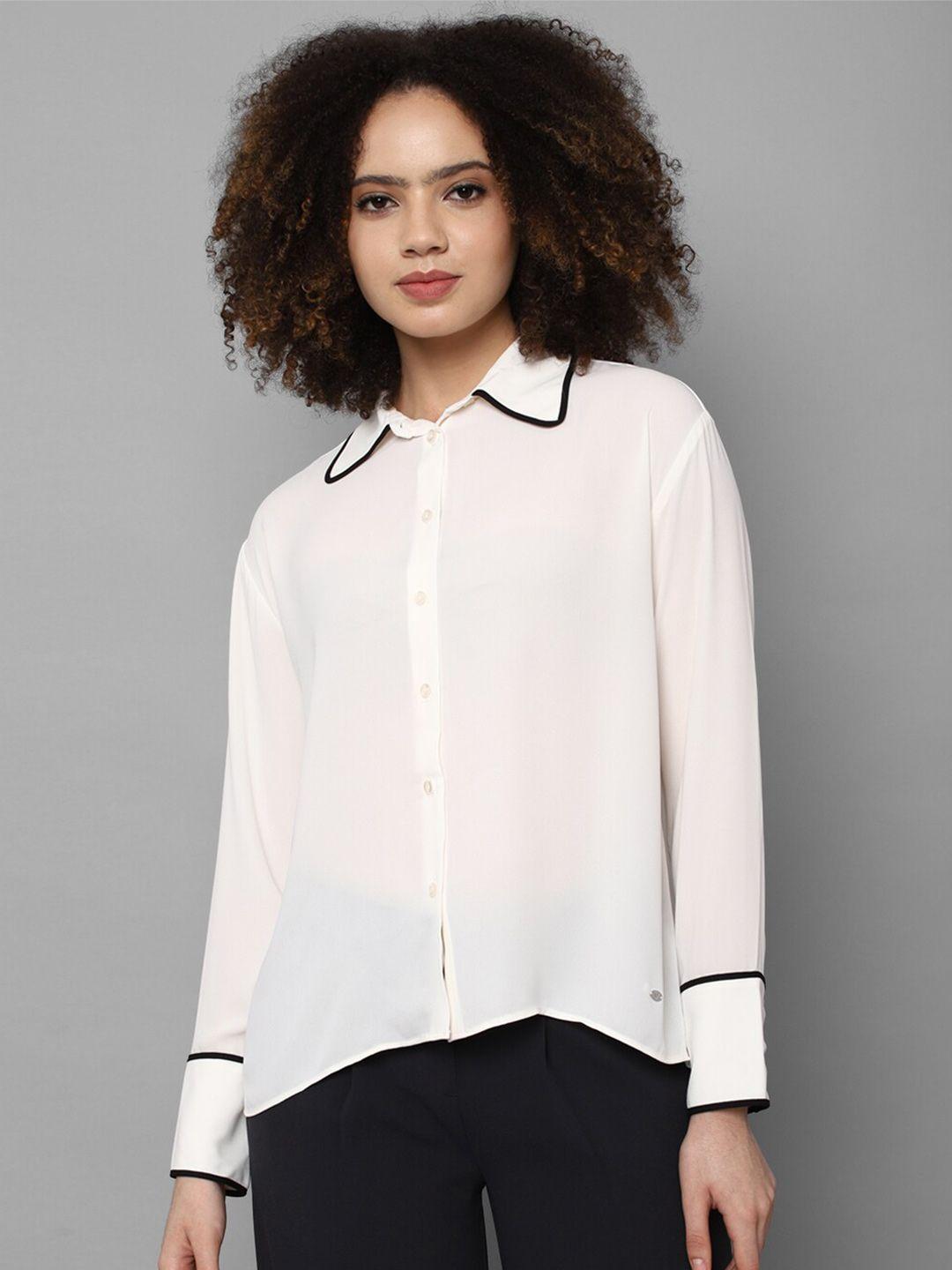 allen solly woman women white solid casual shirt