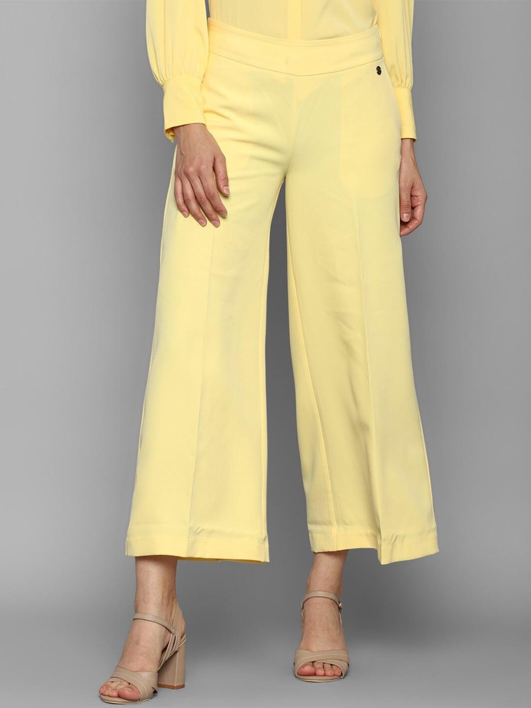 allen solly woman women yellow culottes trousers