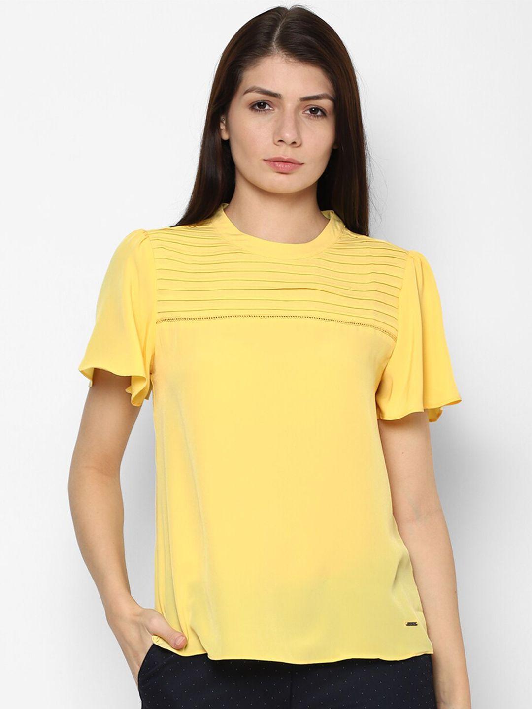 allen solly woman yellow solid top