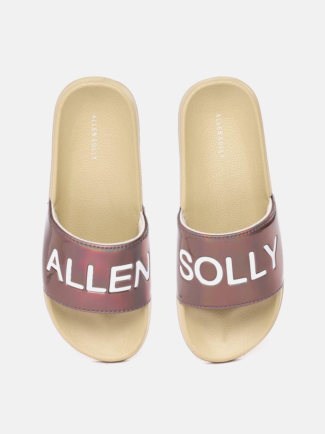 allen solly women brand logo embossed iridescent effect sliders