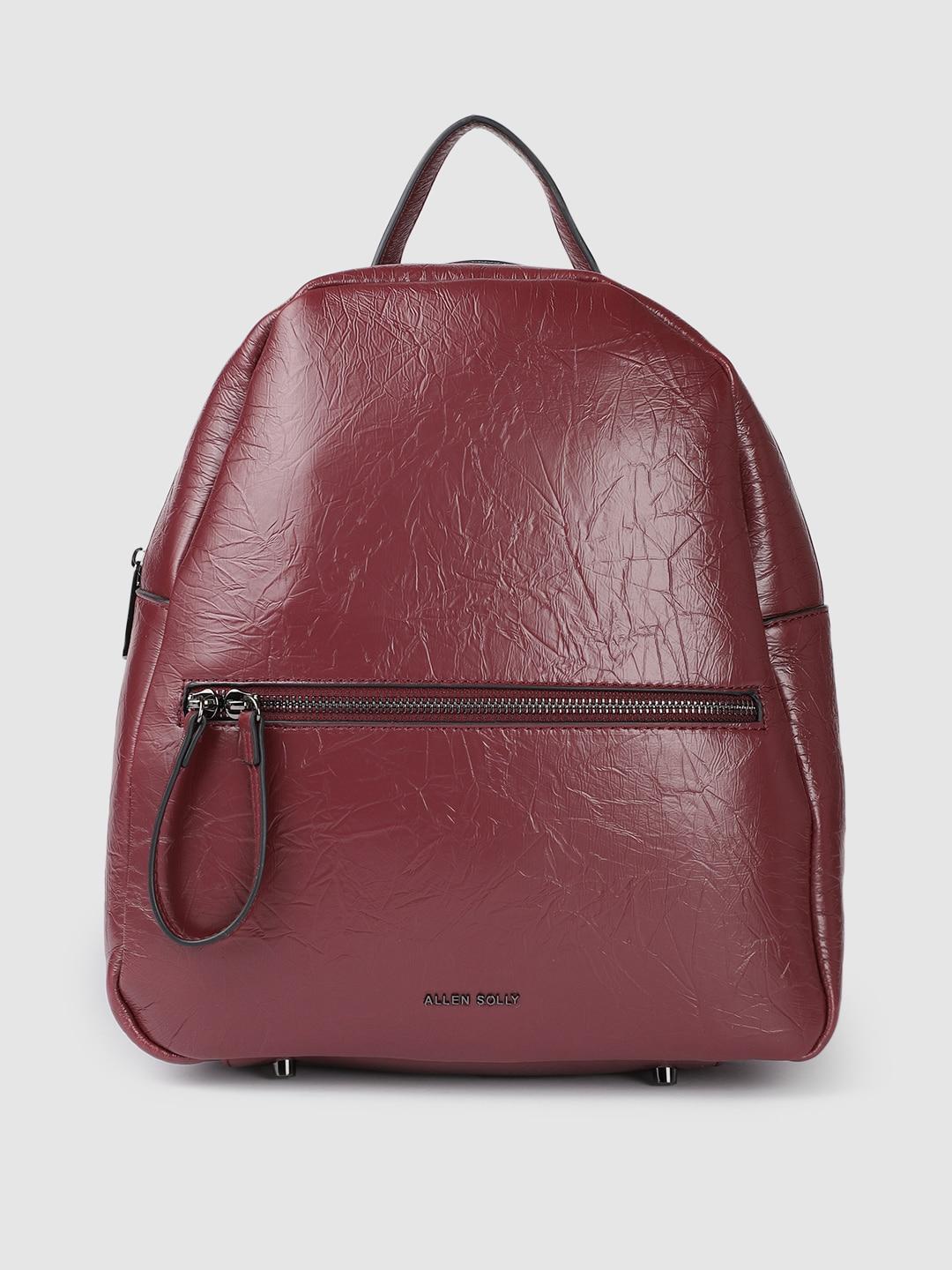 allen solly women burgundy textured backpack