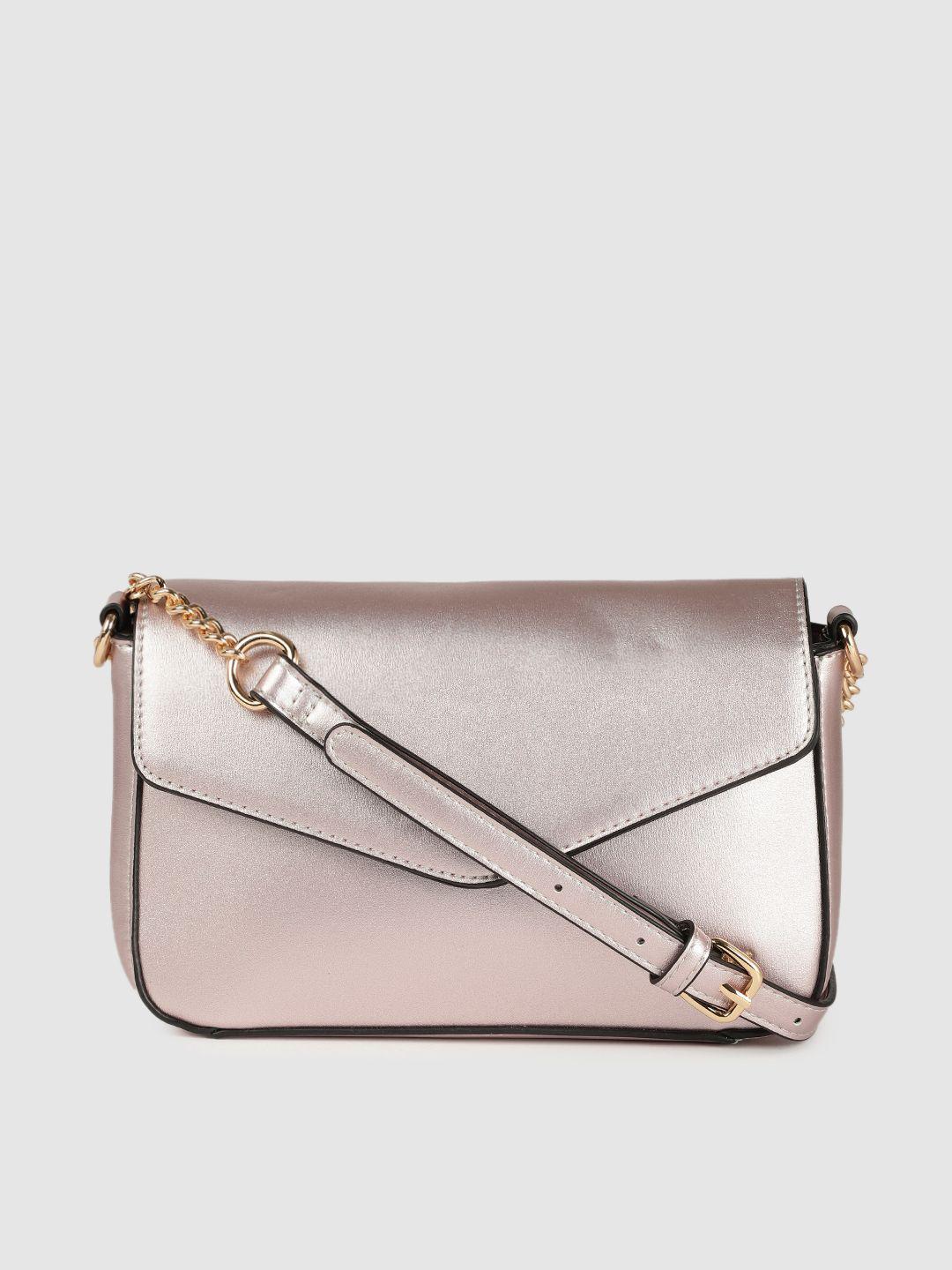 allen solly women champagne structured sling bag