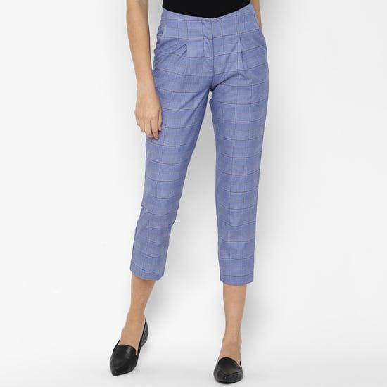 allen solly women checked woven trousers