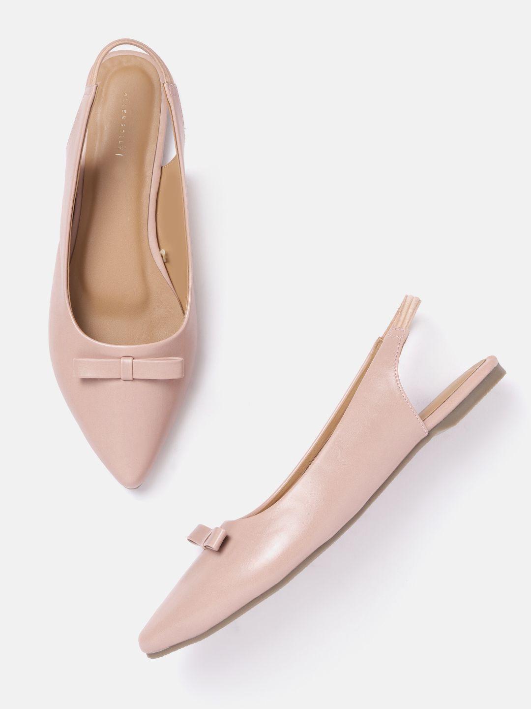 allen solly women nude-coloured solid pointed toe mules