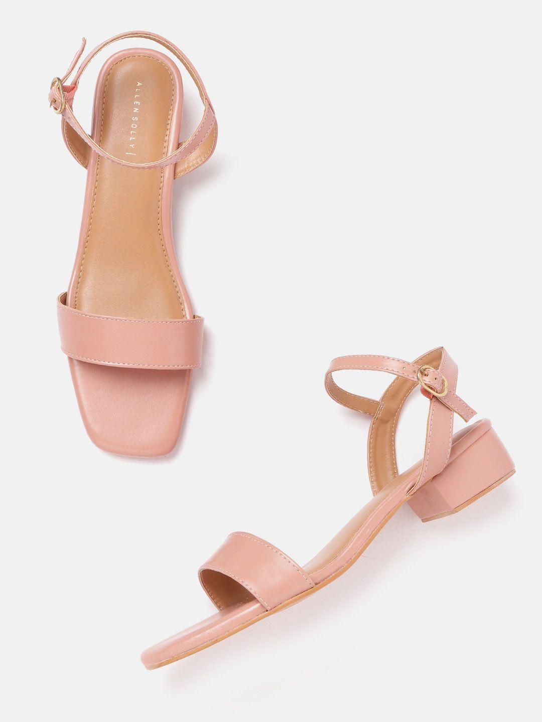 allen solly women peach-coloured solid block heels