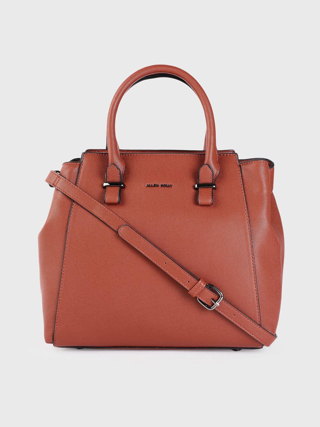 allen solly women rust pu structured handheld bag
