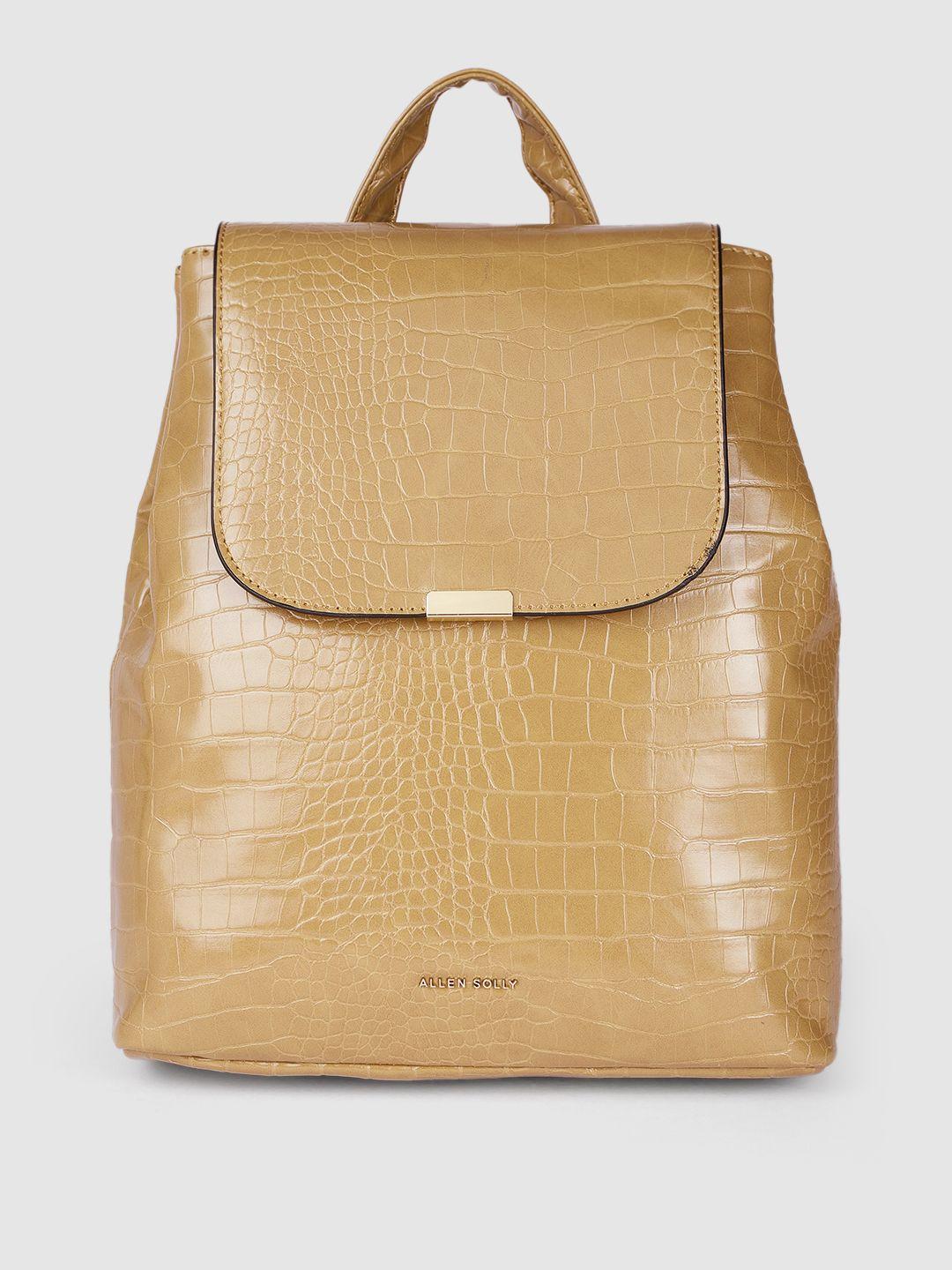 allen solly women tan brown animal textured backpack