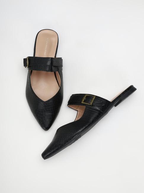 allen solly women's black mule shoes