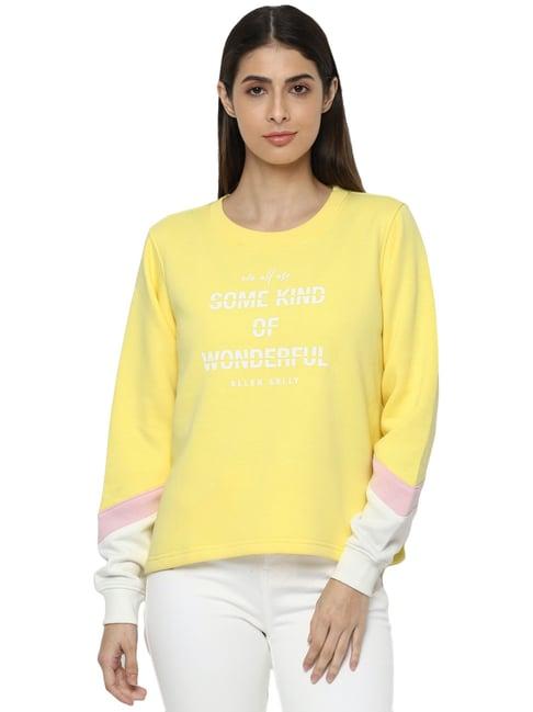 allen solly yellow & white graphic print sweatshirt