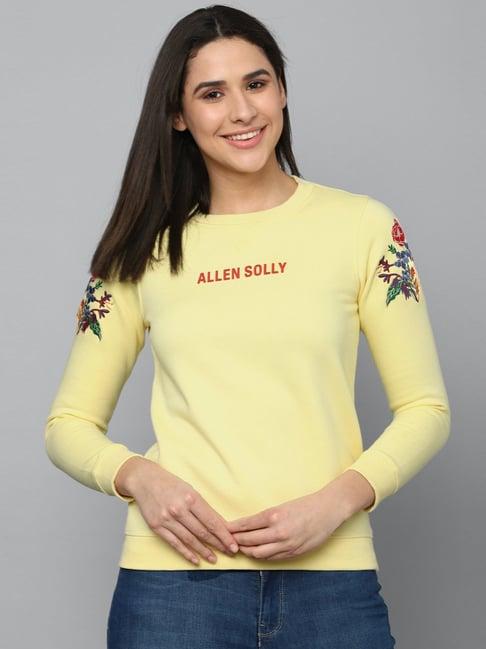 allen solly yellow cotton printed sweatshirt