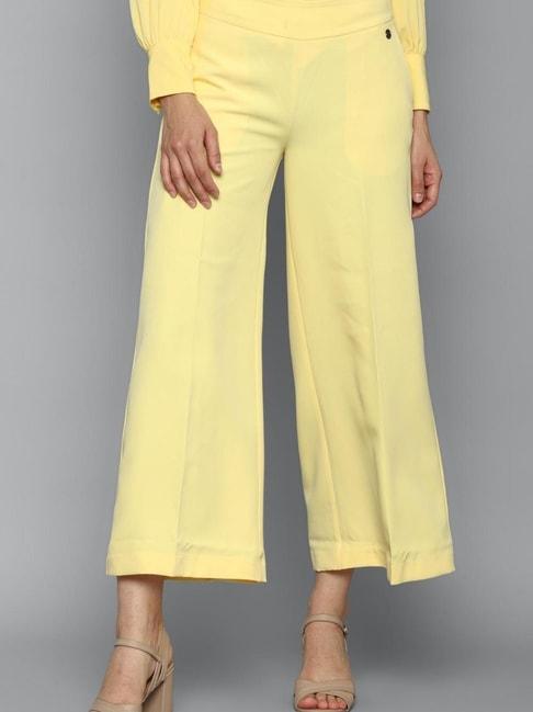allen solly yellow flared fit trousers
