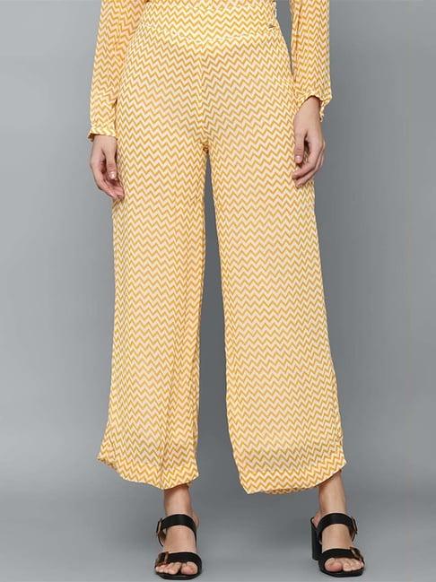 allen solly yellow printed palazzos