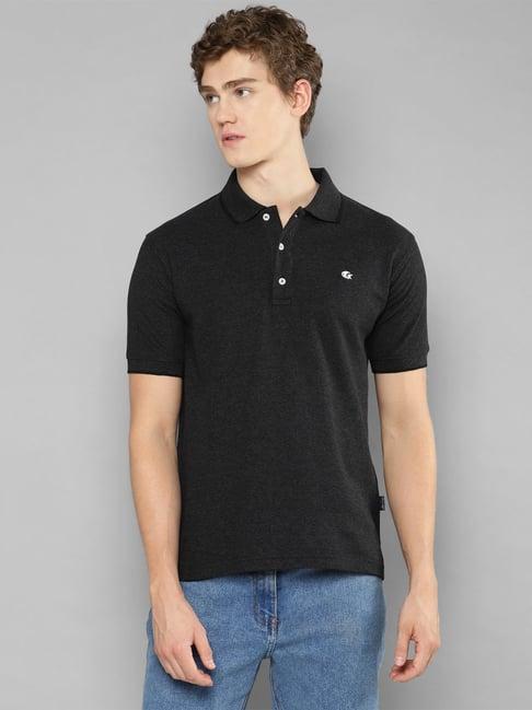 allen cooper black regular fit polo t-shirt