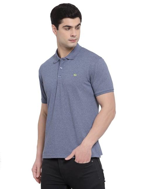 allen cooper blue cotton regular fit polo t-shirts