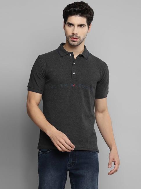 allen cooper charcoal regular fit polo t-shirt