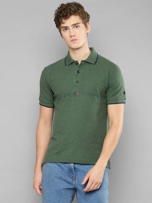 allen cooper dark green regular fit polo t-shirt