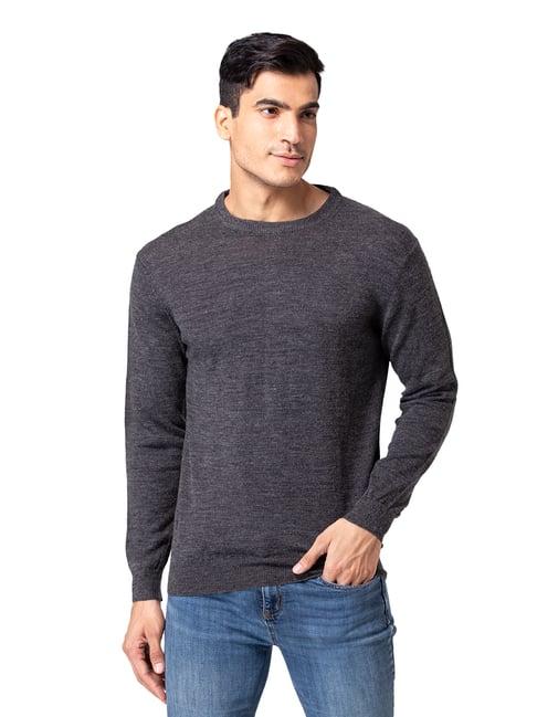 allen cooper grey melange regular fit sweater