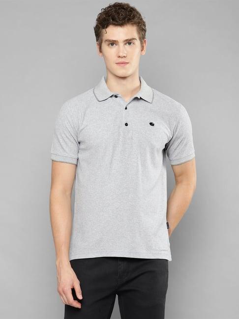 allen cooper grey regular fit polo t-shirt