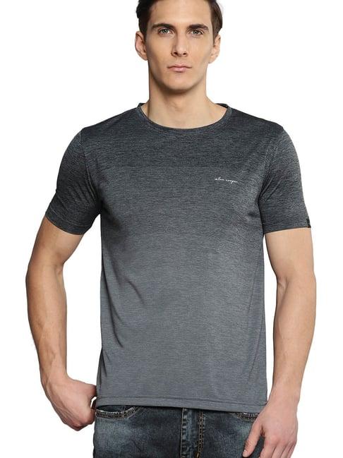 allen cooper grey regular fit textured t-shirt