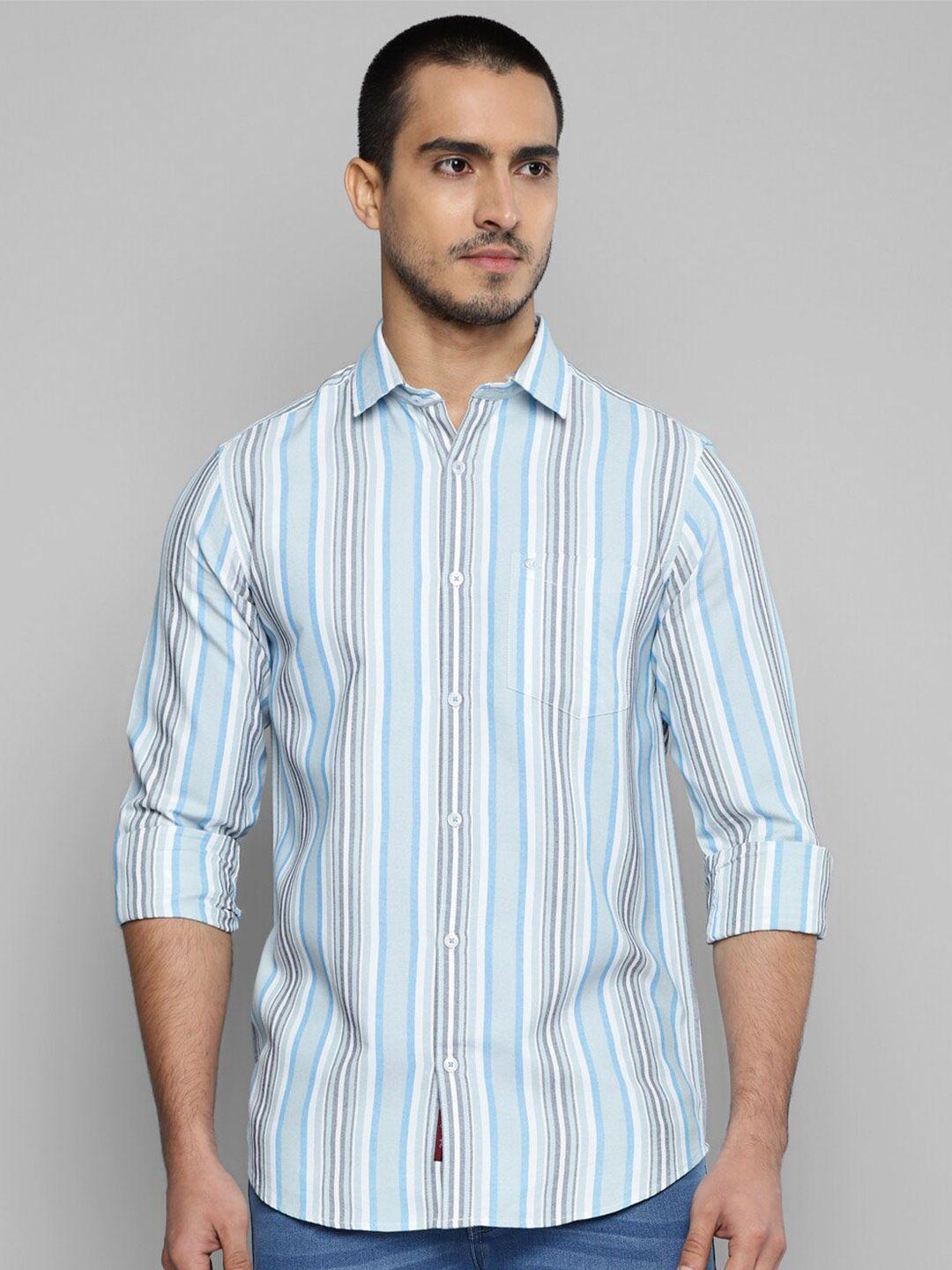 allen cooper india slim slim fit opaque striped cotton casual shirt