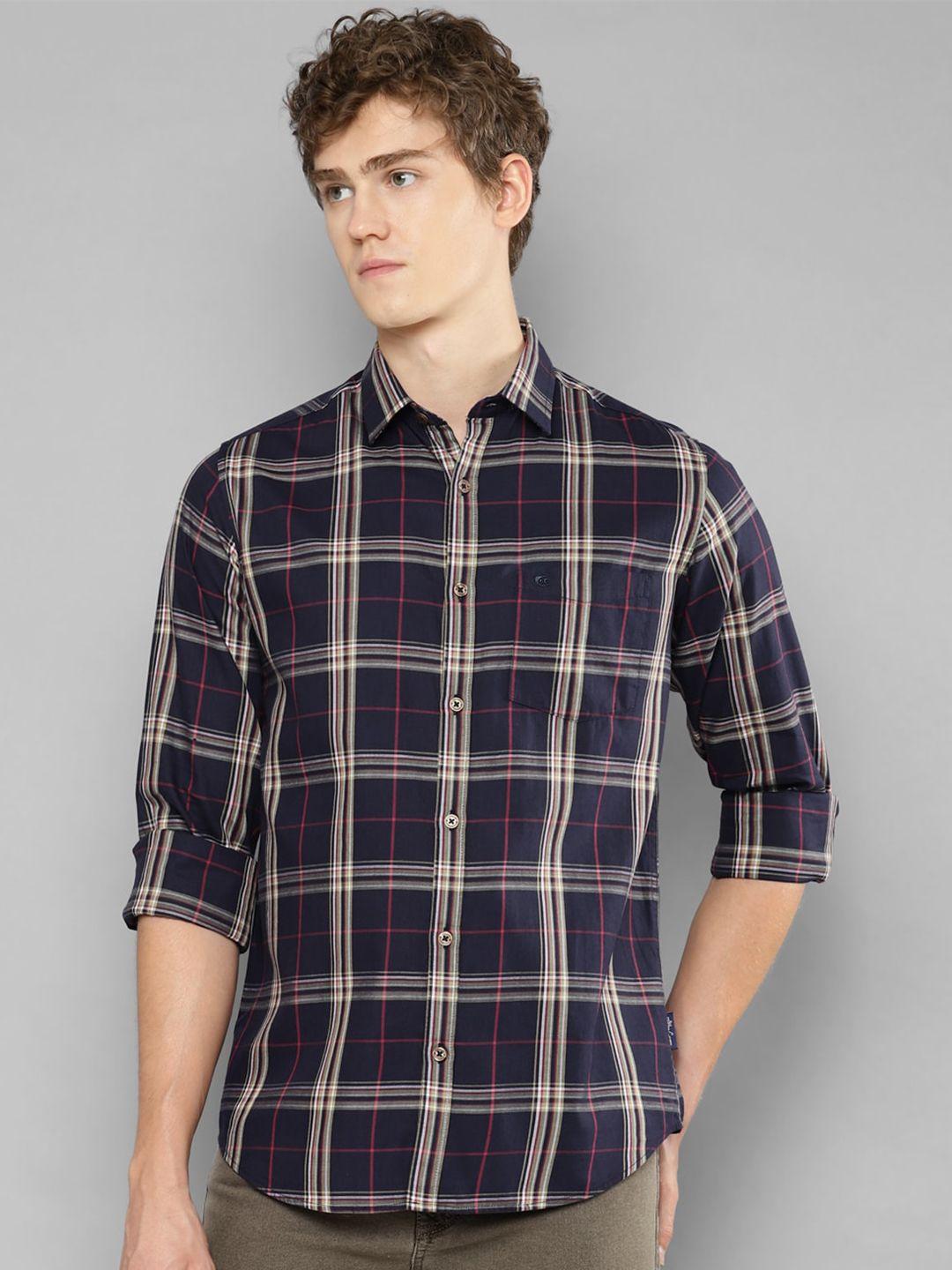 allen cooper india slim tartan checked slim fit cotton shirt